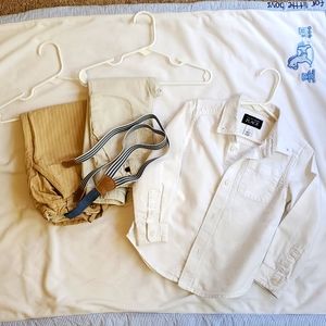 Lot 3t dress clothes linen Children's Place Cat & Jack shirt pants suspenders